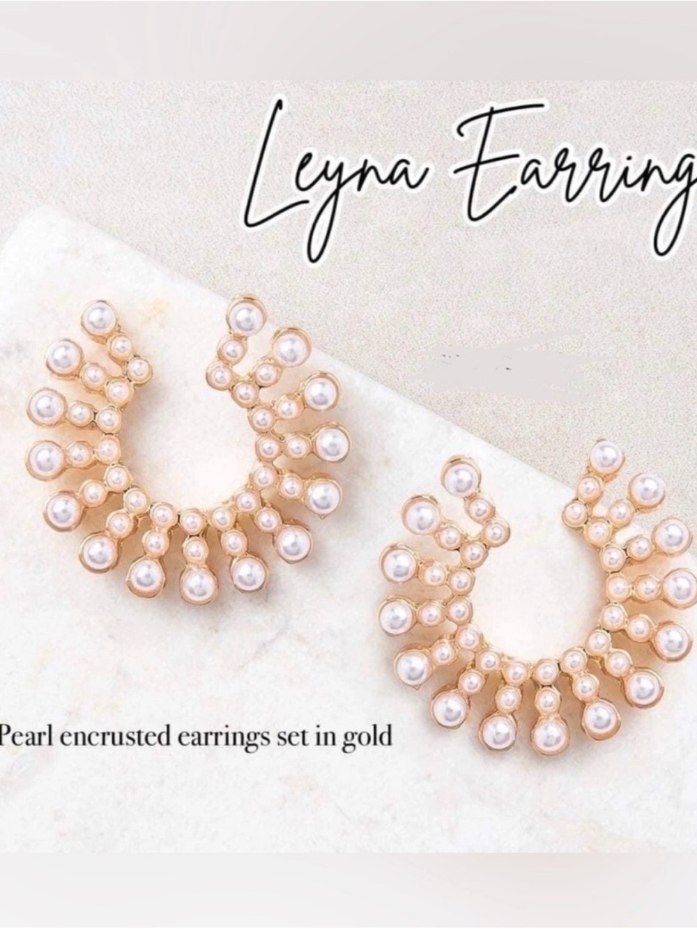 Pearl Encrusted Hoop Earrings Set in Gold
